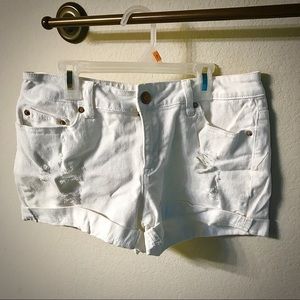 White Ripped Jean Shorts